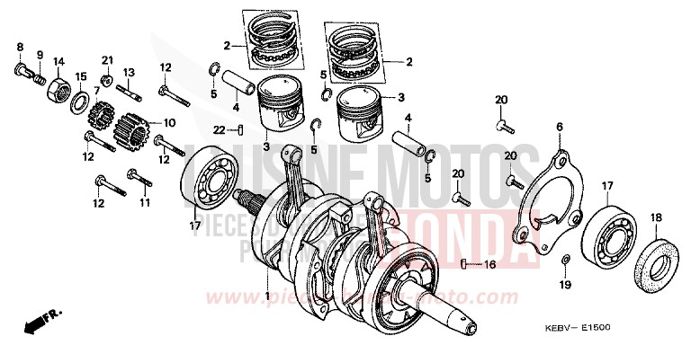 PISTON/VILEBREQUIN de CA125 REBEL NOIR (NH1) de 1998